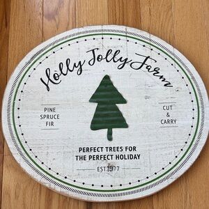 Holly Jolly Farm Holiday Sign - Green and White